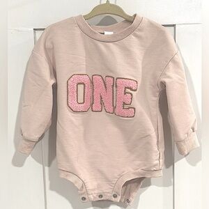 Pink and Tan Toddler ONE Onesie/ Bodysuit